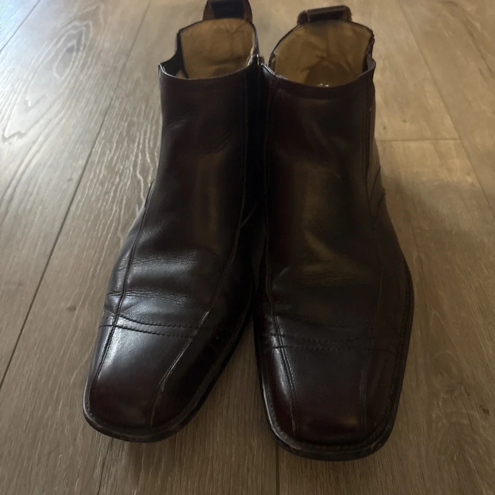 Stacy Adams Brown Leather‎ Ankle Zip Boots Mens 11M